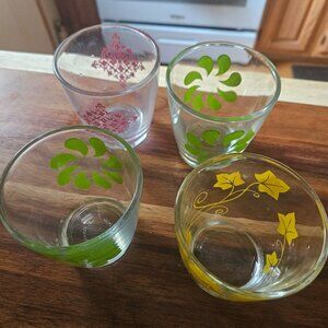 VINTAGE HAZEL ATLAS JUICE GLASSES SET OF FOUR DESIGNS GREAT CONDITION